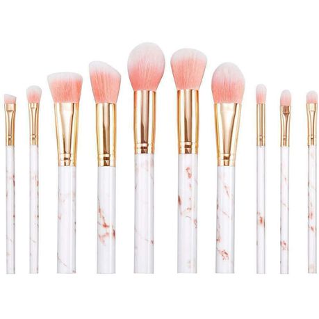 10 Piece Marble Style Professional Makeup Brush Cosmetic Set - Pink_2